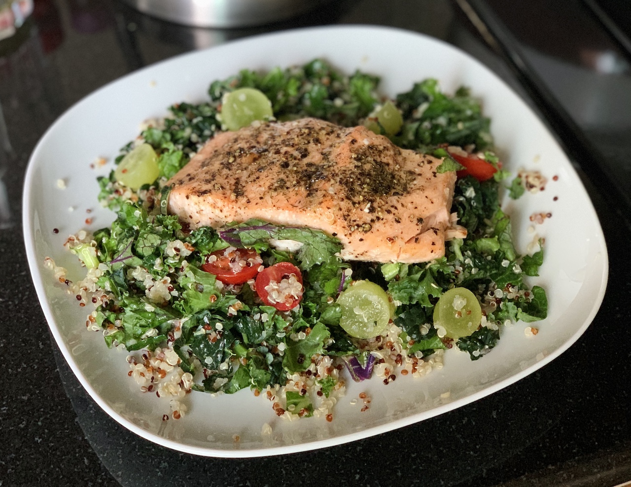 Roasted Salmon with KaleQuinoa Salad CINDYMARIE