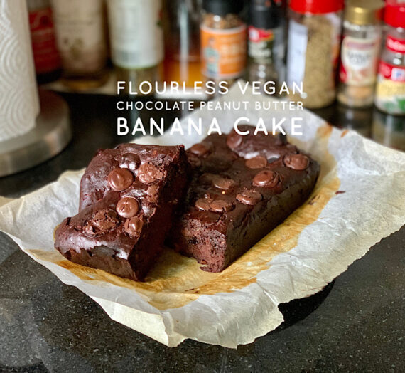 Flourless Vegan Chocolate Peanut Butter Banana Cake